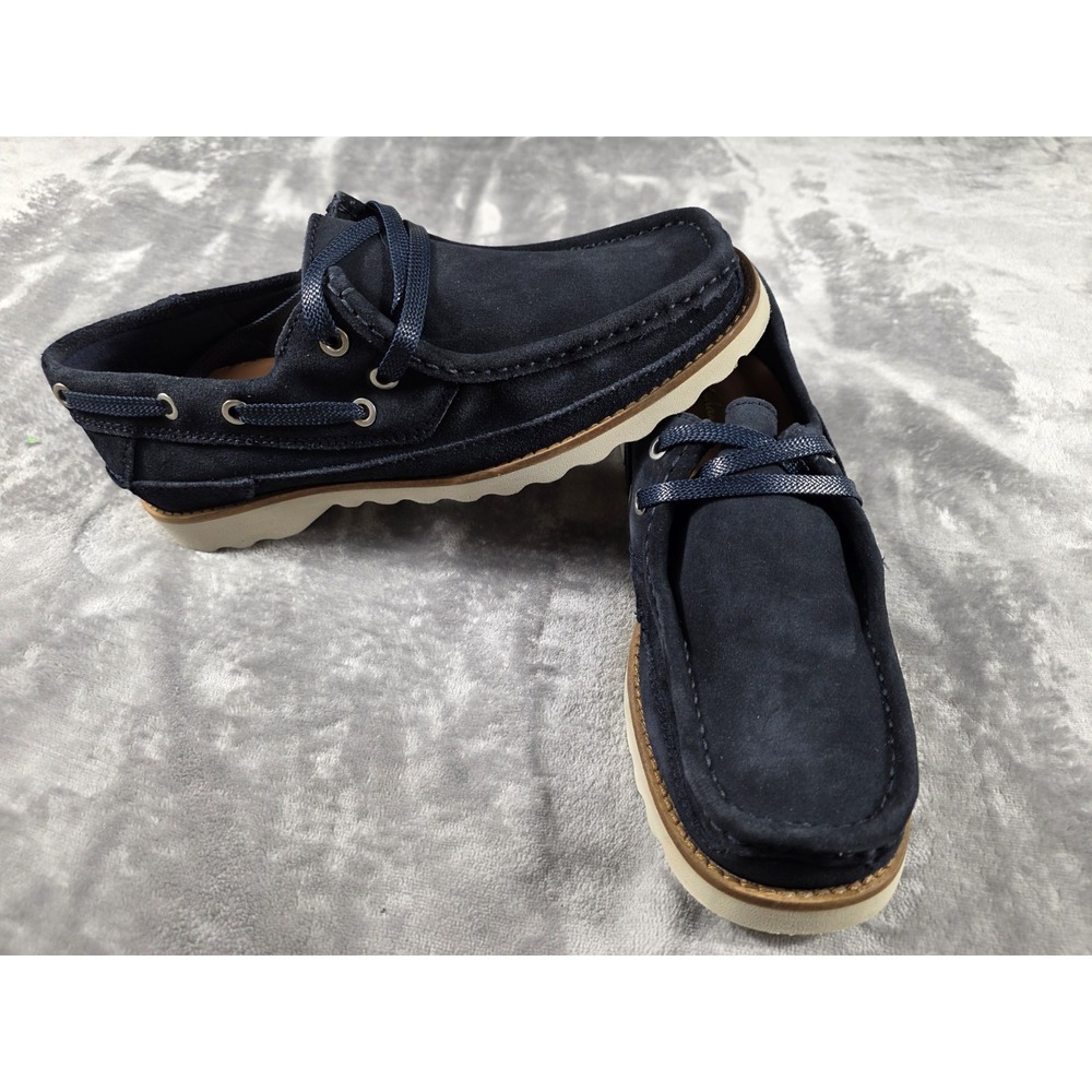 NWOB CLARKS DURLEIGH SAIL Boat Moc Toe Shoes, Blue Suede Leather‎ Mens US 7